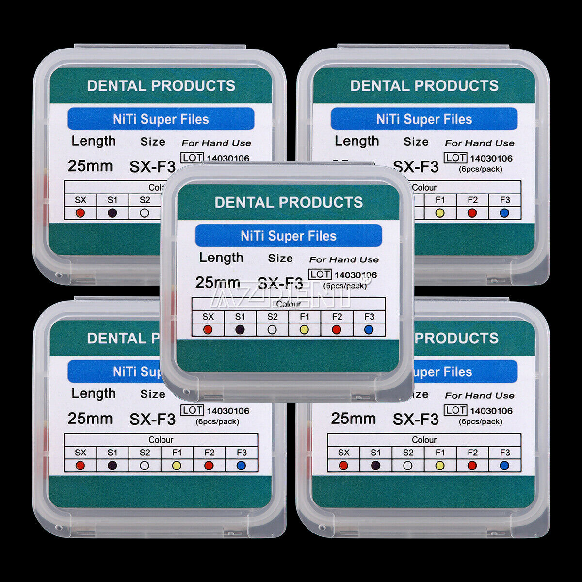 5 Kits AZDENT Dental SX-F3 Endodontic NiTi Hand Use Heat Activated Rotary File