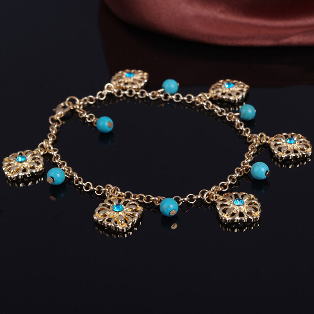 Punk Boho Turquoise Beads Anklets Tassels Bracelet Womens Foot Chain Ankle.l8