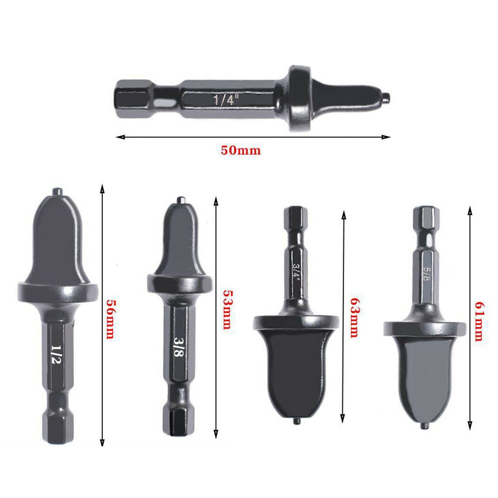 5x Tube Expander Swaging Tool Drill Bit Set Imperial 3/4" 5/8" 1/2" 1/4"