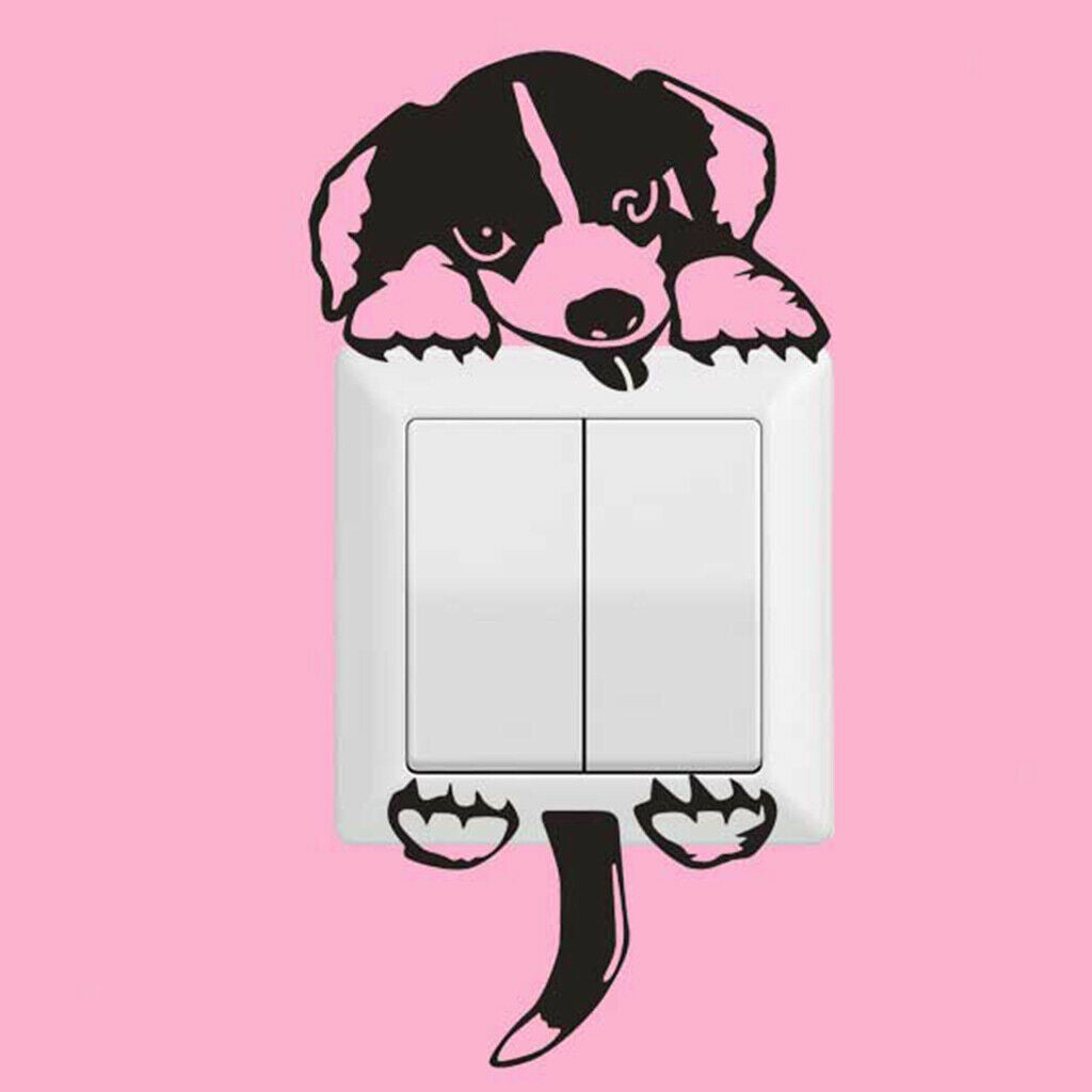 5pcs Lovely Dog Light Switch Stickers Vinyl Removable Black Wall Decals Home