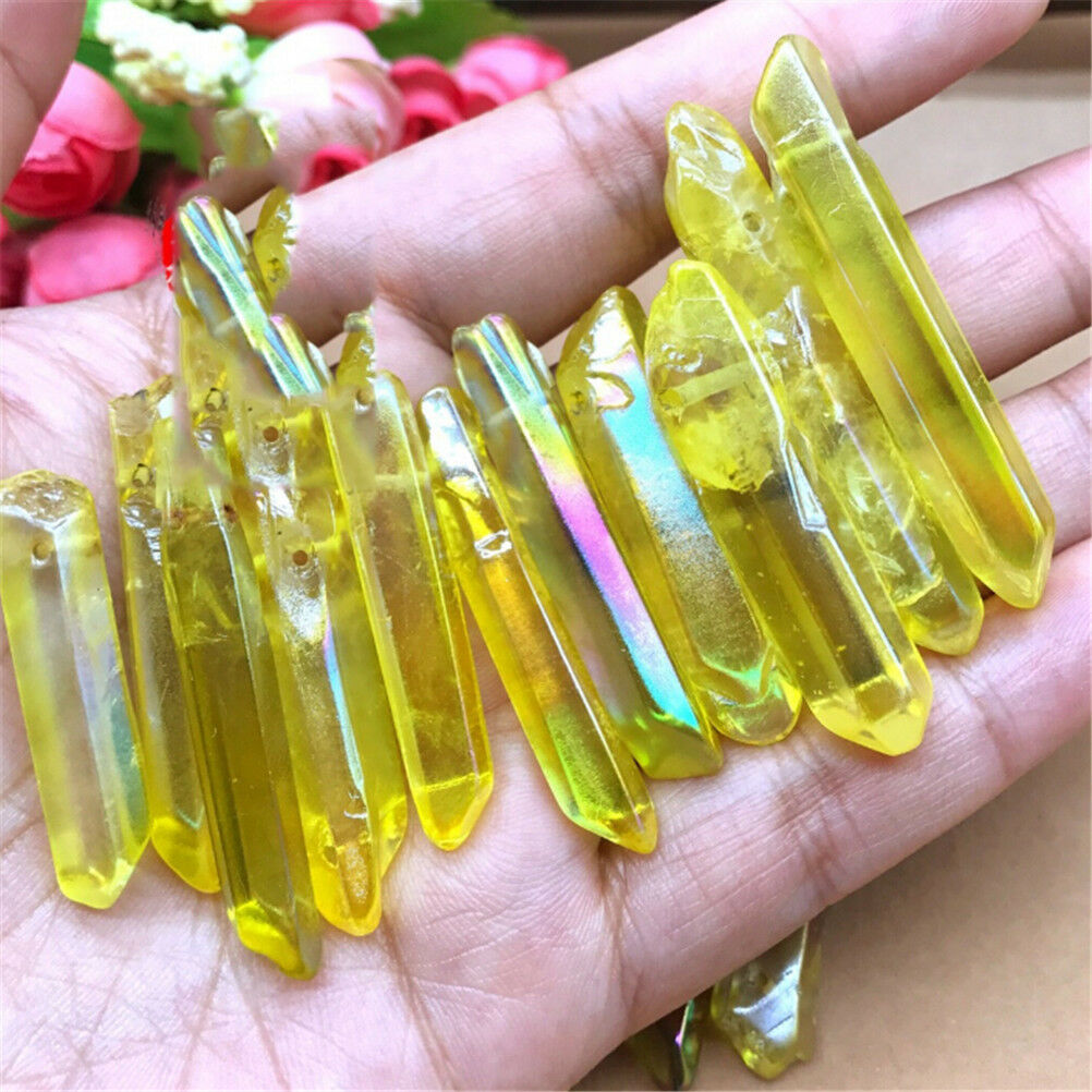 1PC Yellow Natural Quartz Crystal Stones Point Healing Treatment Stone Dec.l8