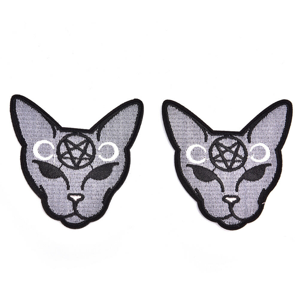 2pcs/lot Gothic Cat Sew Iron On Patch Embroidery Sewing DIY Halloween Appl.l8