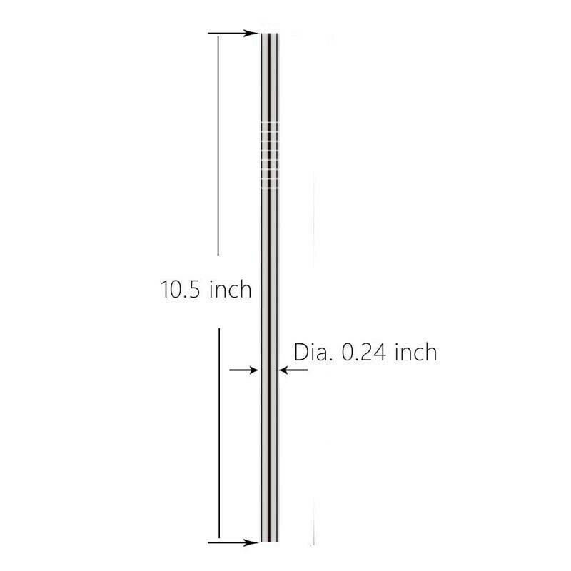 10.5"Long Reusable Stainless Steel Straight Drinking Straws w/ Cleaner for 30 Oz