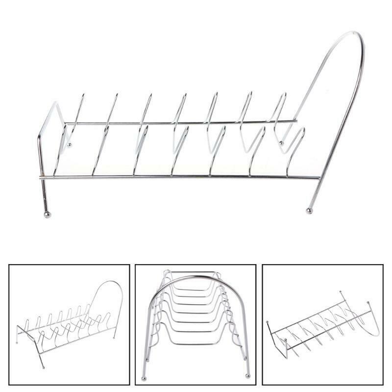 Plate Organizer 8 Slots Chrome Plated Dish Racks Countertop Drying Stand