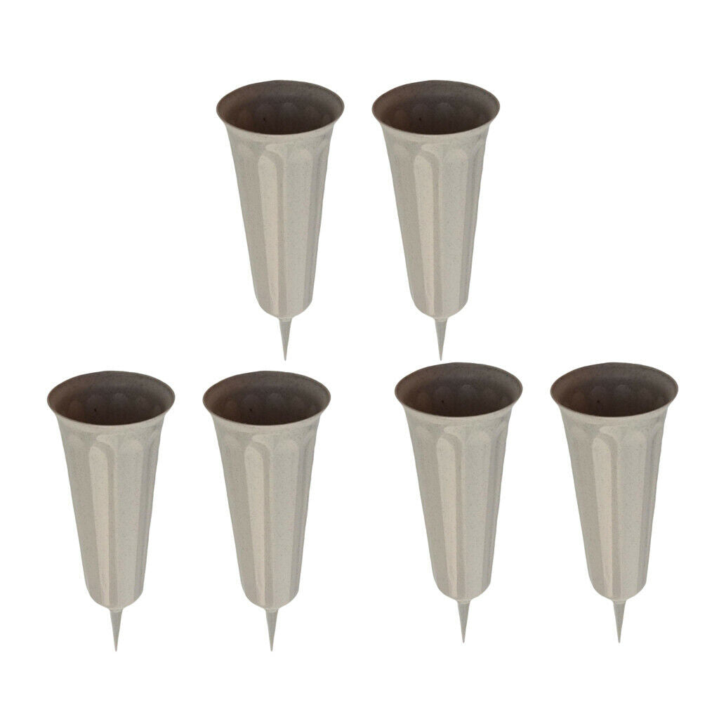 6Pcs 26cm Plastic Stake In Ground Fluted Flower Vases Holder for Lawn Garden