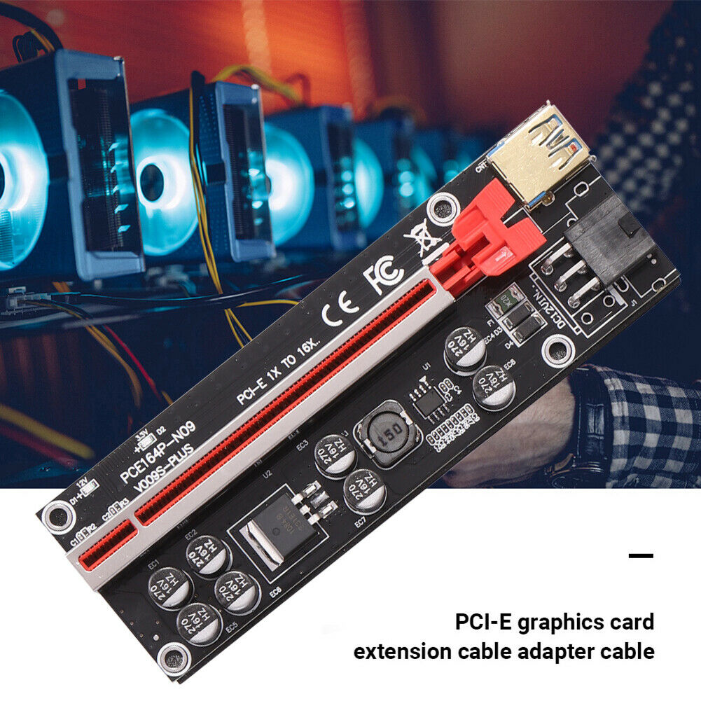 PCI-E Riser Board 1x To 16x GPU Extender Riser Adapter Card Cable Bitcoin Mini @