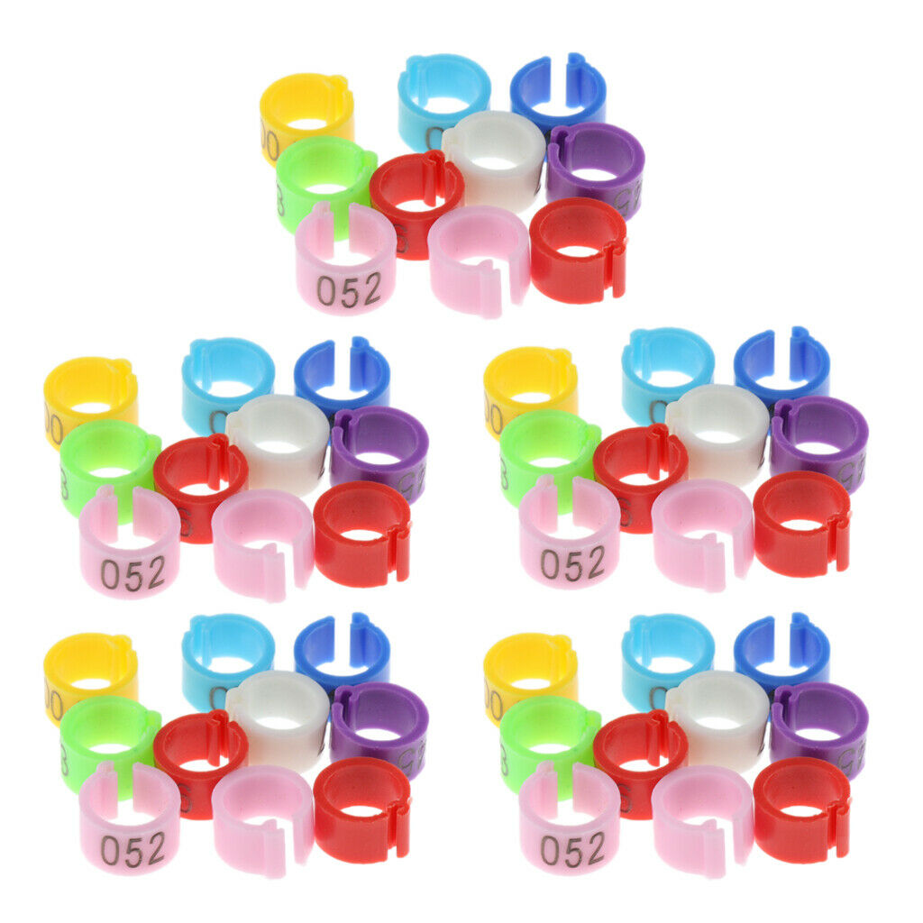 50 Pcs Bird Rings Leg Bands for Pigeon Parrot Canary Hatch Poultry Rings
