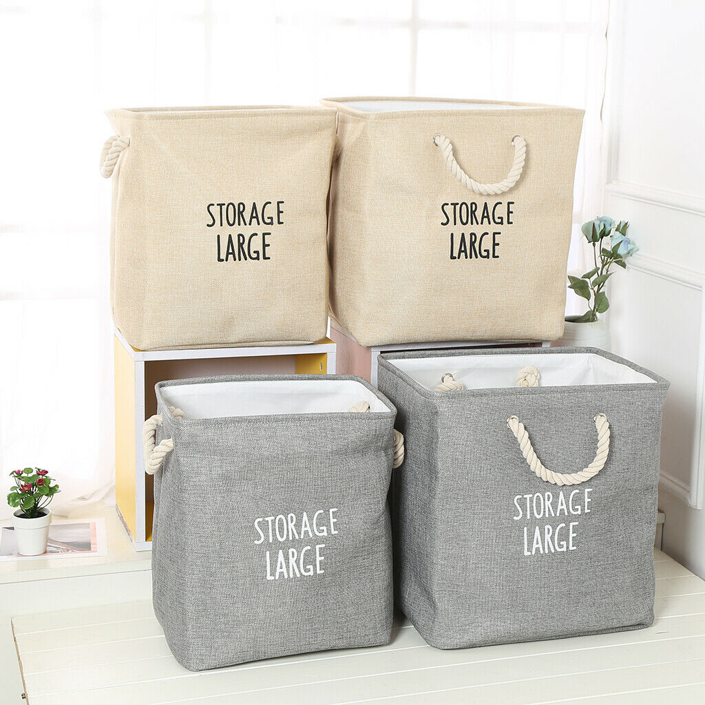 Fabric Storage Basket Bin 40x33x43cm Large Organization Storage Cube Grey