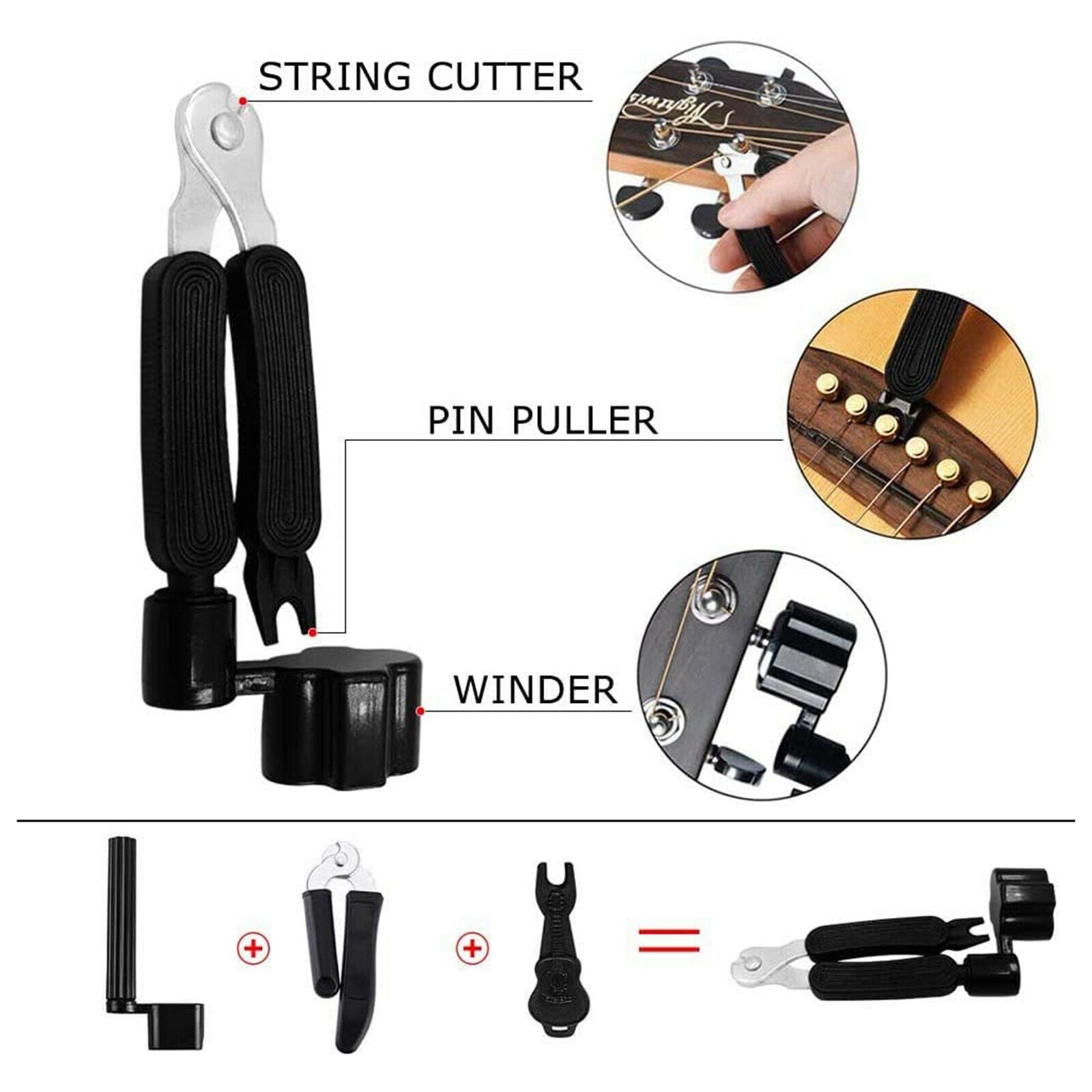 66pcs Capo Plectrum Guitar Winder Tool Kit Keychain