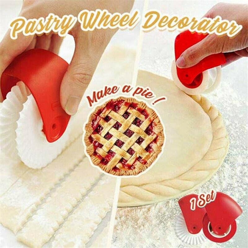 2Pcs Kitchen Pizza Pastry Lattice Cutter Pastry Pie Decor Cutter Plastic .l8