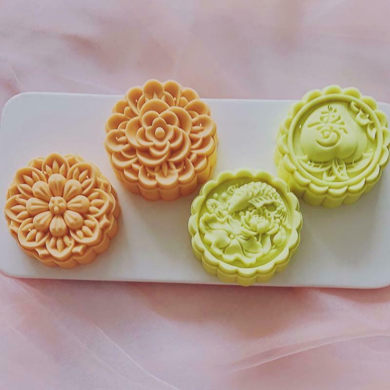 4PCS StampS Moon Cake Maker 125g Moon Cake Mould Thickness Adjustable DIY