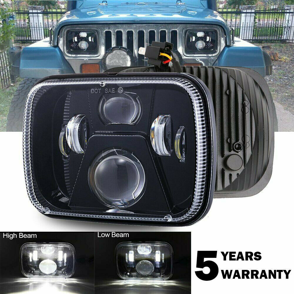 5x7" LED Headlight High Low Beam 7x6 Headlamp for Jeep YJ H6054 H6545 H6054LL