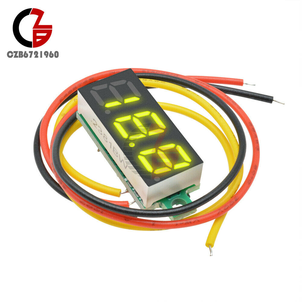 0.28" Yellow LED DC 0-100V Voltmeter Digital Display Voltage VOLT METER 12V 24V