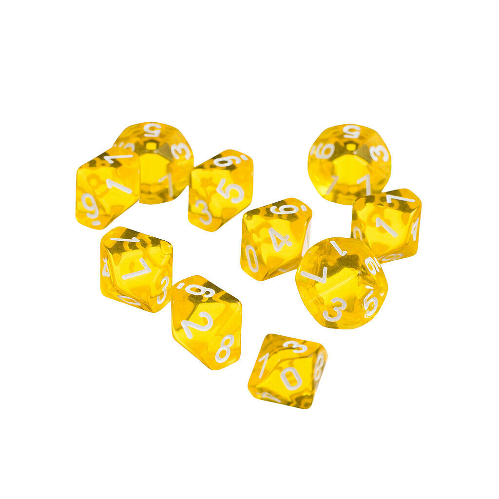 Lots 60 Acrylic Colors Ten Sided Dice 10-Die for DND TRPG KTV Fun Toys Prop