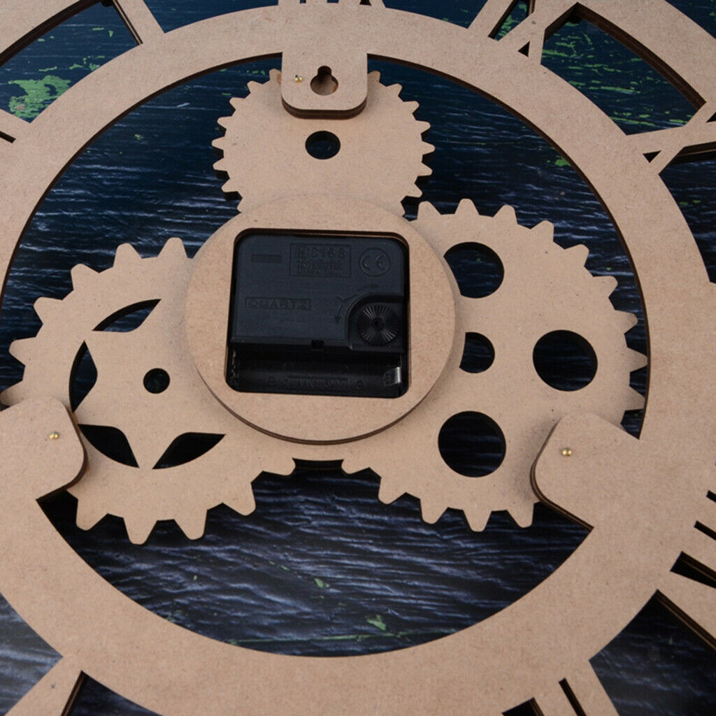 15 inch Large Gear Wall Clock Industrial Roman Numerals Silent Quartz Clock