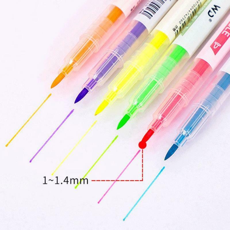 9 Colors Double Head Highlighter Fluorescent Markers Drawing Pen Stationery Gift