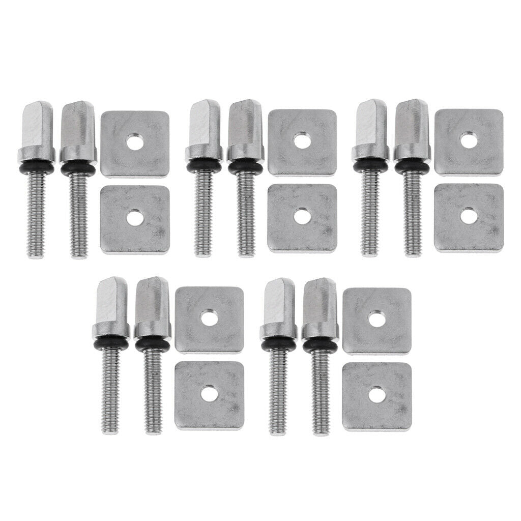Pack of 10 Longboard Fin Screw and Plate - Paddleboard Surfing Water Sports Assy