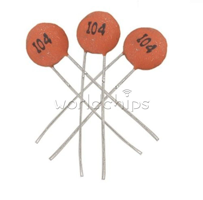 100Pcs 50V Ceramic Disc Capacitors DIP 100nF 0.1uF 104pF
