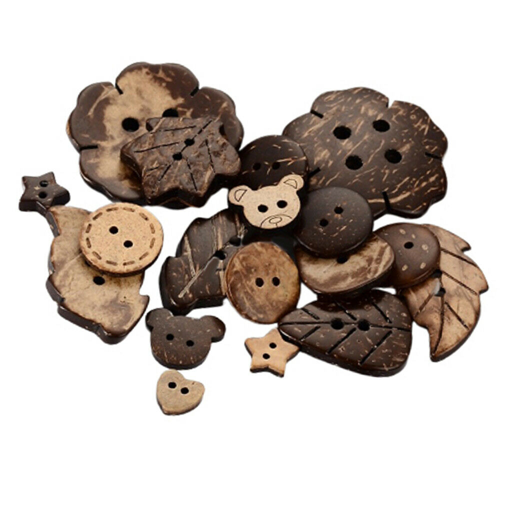100x Coconut Shell Wood Button Wooden Sewing Decor 2/4 Holes Accessories Lot