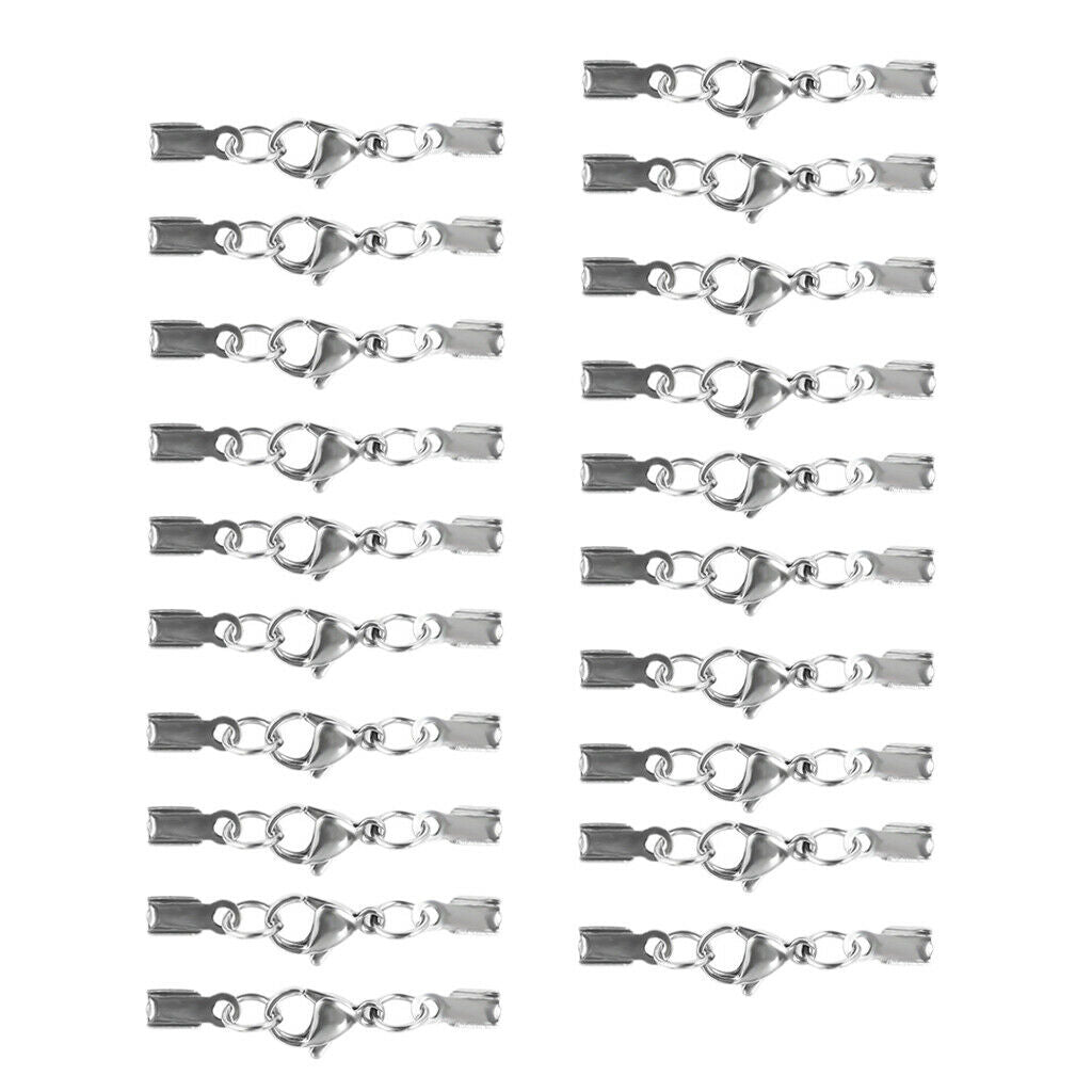 20 Pieces Lobster Claw Clasp Leather Cord End Caps DIY Choker Jewelry Making