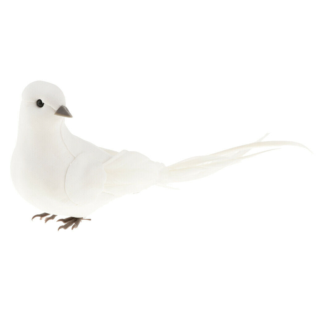 White Feathered Foam Artificial Doves Store Setting Garden Lawn Decoration