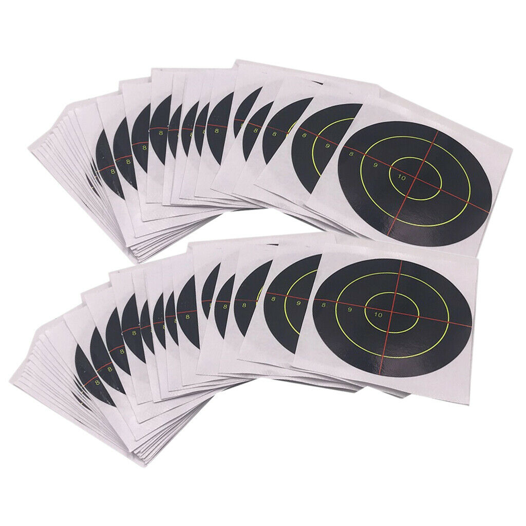 100 Pack 3''   Shooting Paper Target Fluorescent Yellow Impact