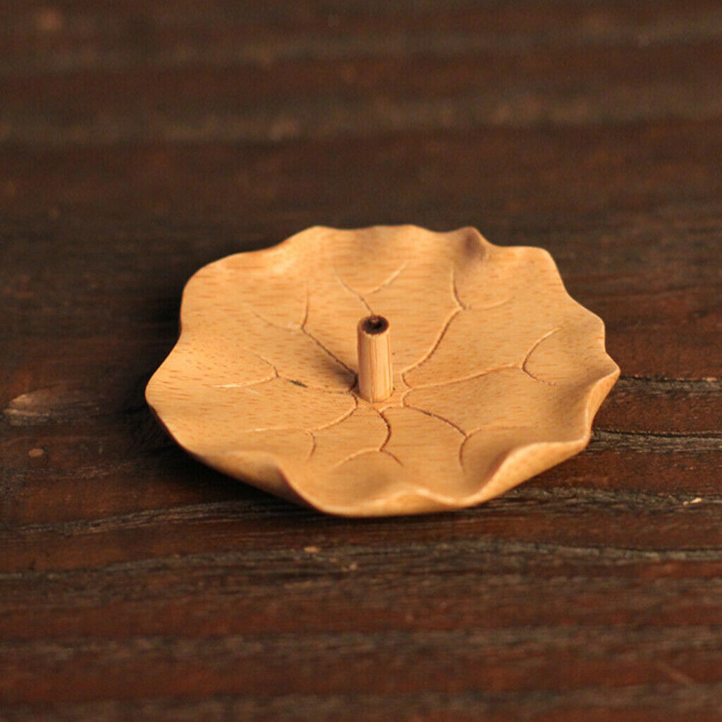 Bamboo Incense Burner Stick Holder Ash Catcher Plate Lotus Pattern Holder