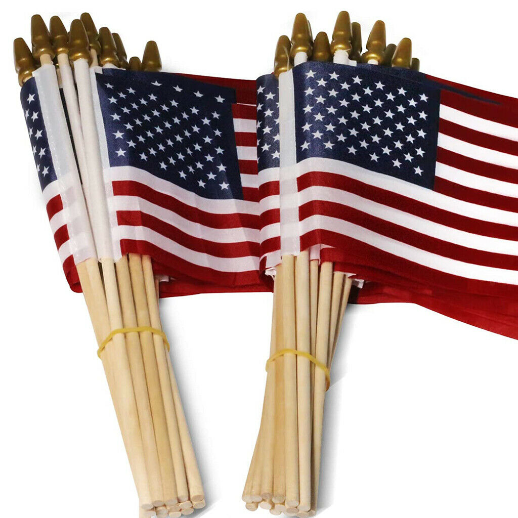 50x 4x6in American Wood Flag Stick of July 4th Decors Veteran Del