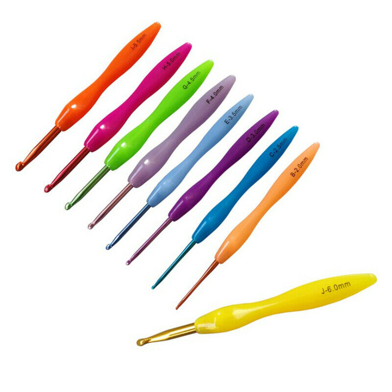 2.0-6.0mm 9Pcs Aluminum Hook Crochet hooks Template Kit TPR Knitting Need.l8