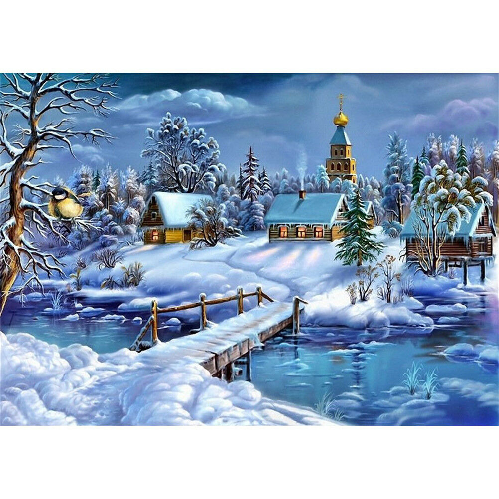 DIY diamond painting Winter snow diamond embroidery Cross Stitch mosaic decor Gy