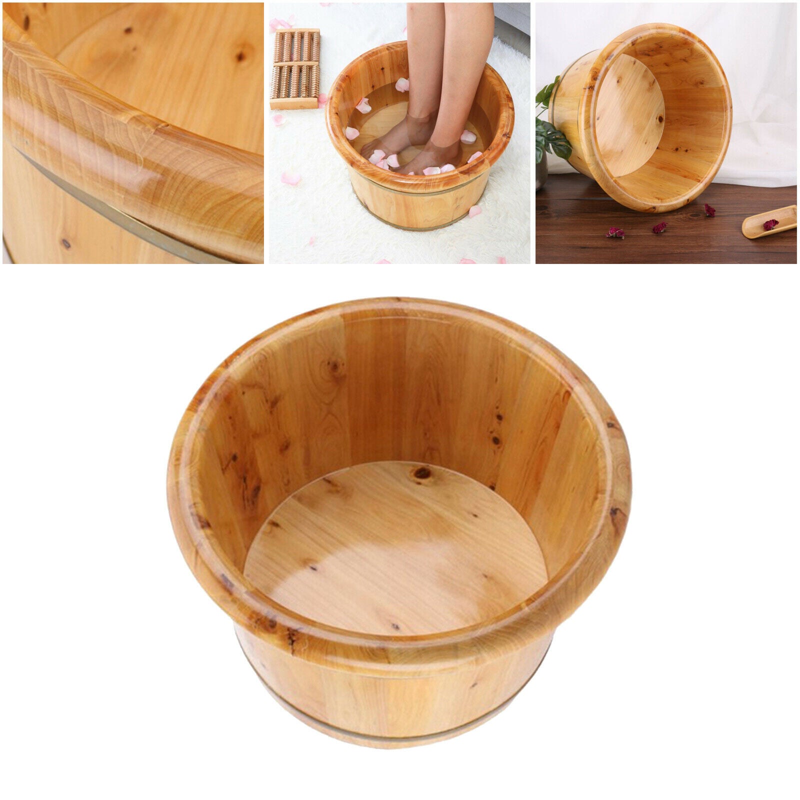 Deep Cedar Wooden Foot Basin Wood Bucket for Foot Washing Massage Spa Sauna