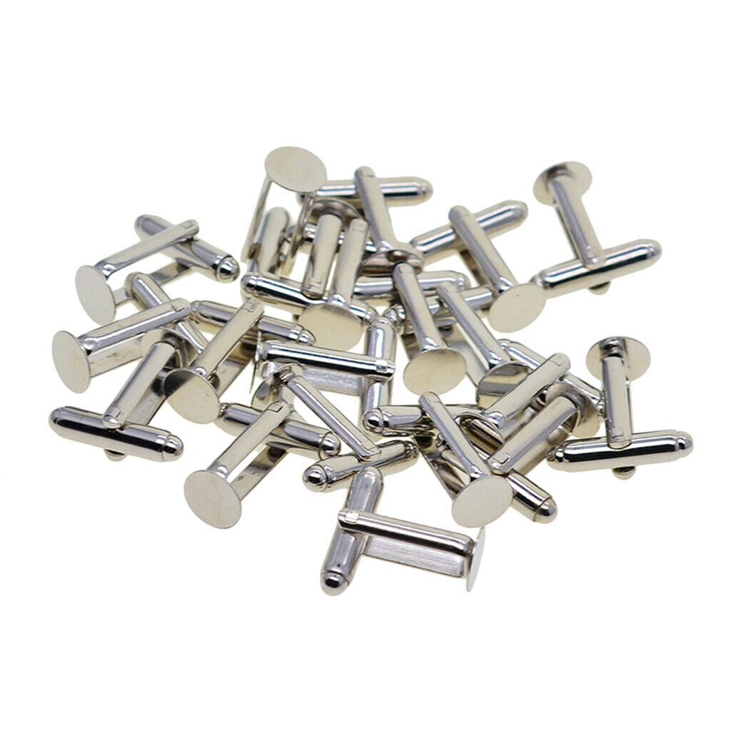 20 Pcs Blank Round Cuff Link Settings Bases Pads Setting Cuff Links Findings