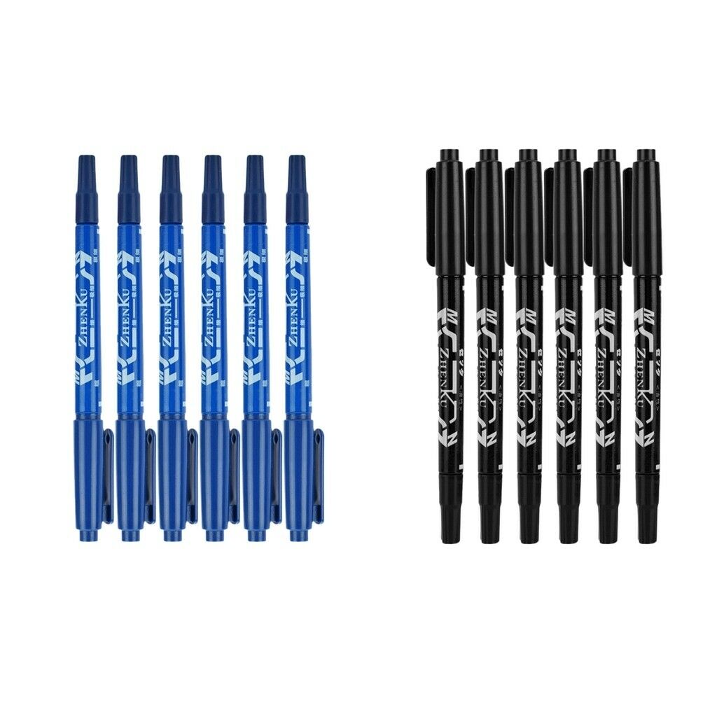 12pcs Professional Tattoo Skin Marking Pen-Double End Fine/Thick Tip Marker