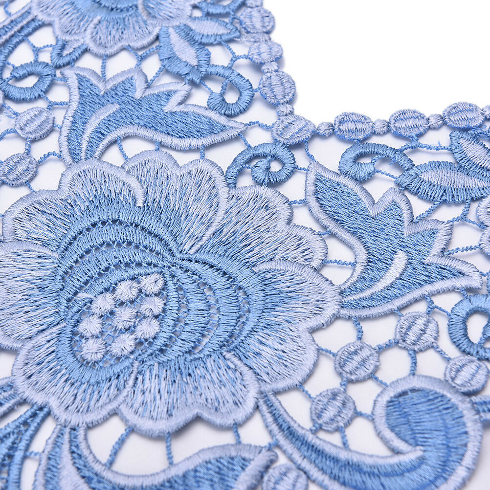 Embroidered Floral Lace Neckline  Neck Collar Trim Clothes Sewing Applique MiSJ