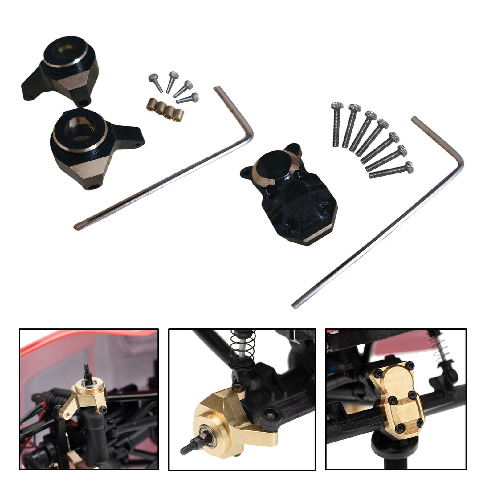 1:24 Brass Diff Cover with Steering Knuckle for Axial SCX24 90081RC Car