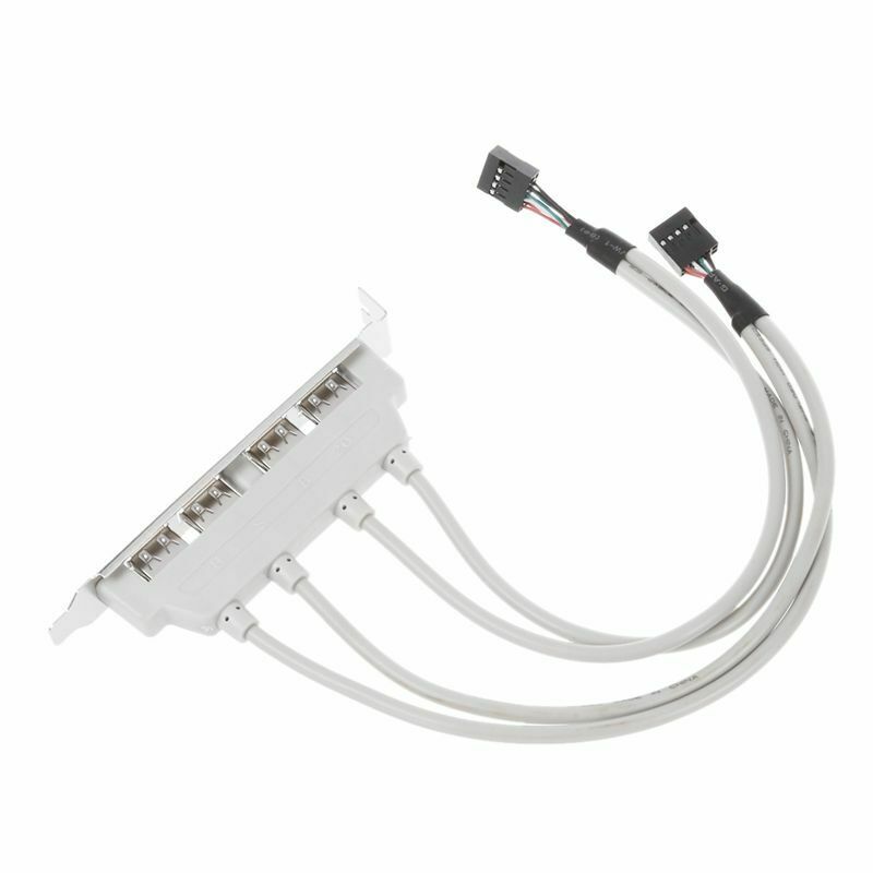 Dual Motherboard 9Pin Header to 4Port USB 2.0 Female Cable PCI Bracket A1T3T3