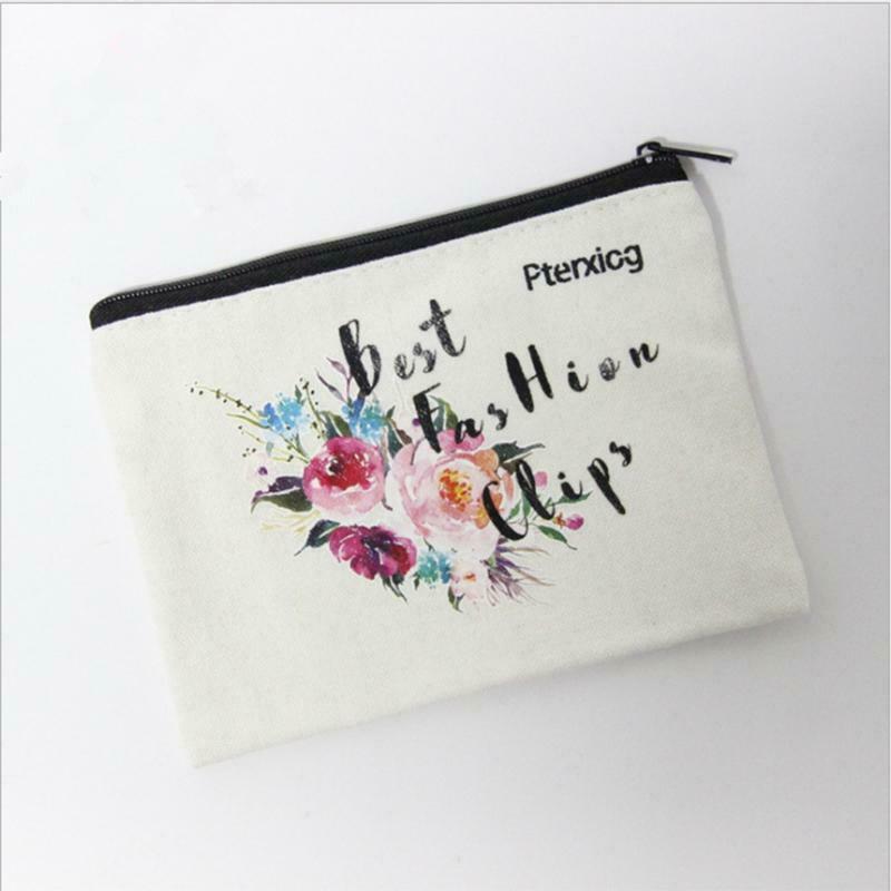 Pastoral Floral Linen Zipper Cosmetic Bag Pencil Case Makeup Organizer Purse