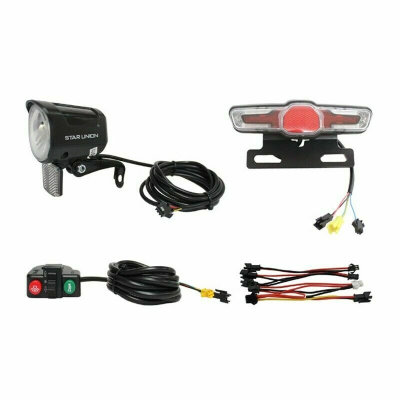 12-48V Ebike Headlight Tail Rear Lights LED Brake Lamp Electric Bike Light Kits