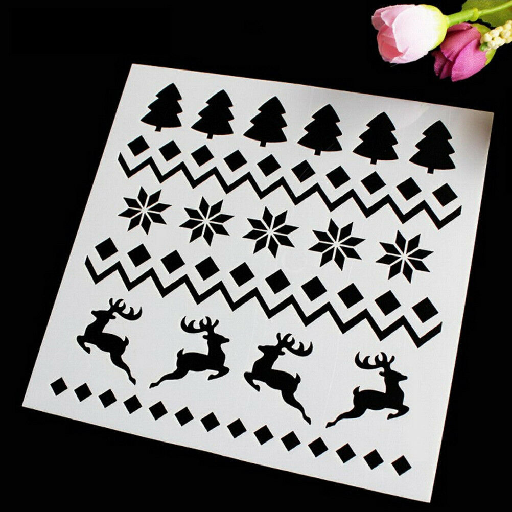 2x Christmas Trees Cake Stencil Mold Baking Tool Merry Christmas Cookie D.l8