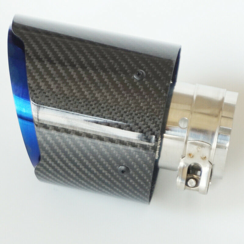 66mm Inlet Roasted Blue Carbon Fiber Steel Car Exhaust Pipe Tail Muffler End Tip