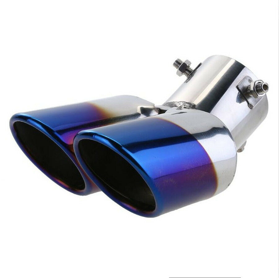 Durable Blue Burnt Polished Steel Car Dual Exhaust Rear Pipes Tail Tip Protecter