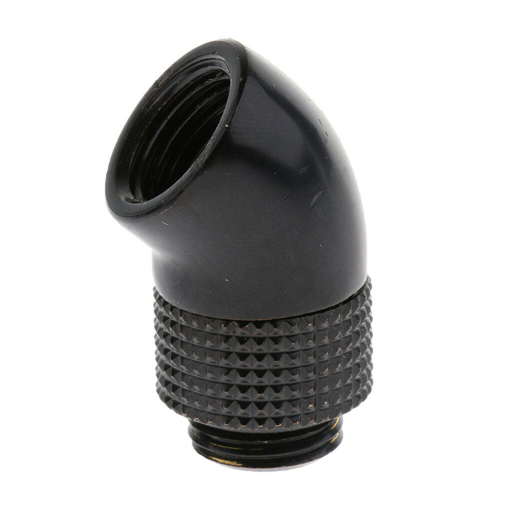 G1/4 Screw Thread 45° Elbow Rotatable Metal Adapter Connector Black