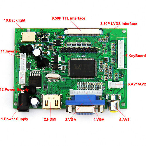 7" Inch TFT LCD Monitor AT070TN90 +  Driver Board HDMI VGA 2AV For Raspberry Pi
