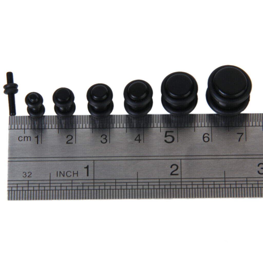 7 Pairs Black Acrylic Ear Tunnels Plugs Ear Stretcher Expanders 00g-12g