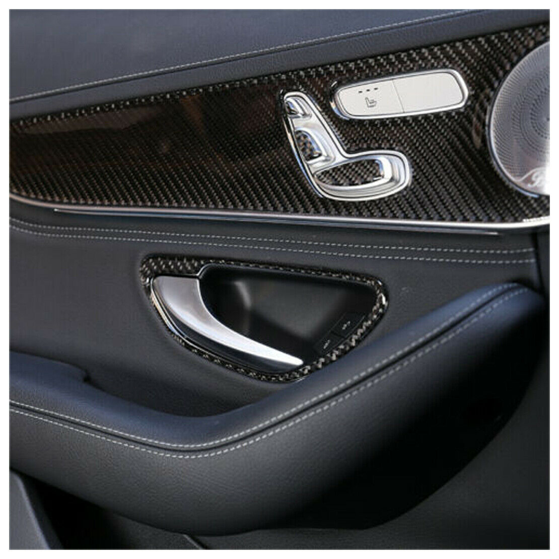 Car Carbon Fiber Inner Door Handle Cover Trim fit for Benz W205 X253 GLC Class