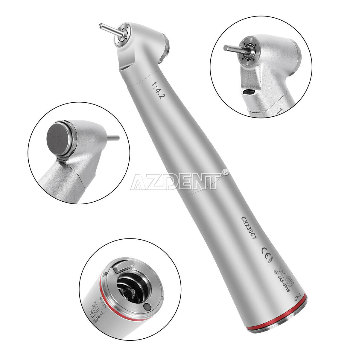 Dental Fiber Optic 1:4.2 increasing 45 °Push ButtonContra Angle handpiece NEW