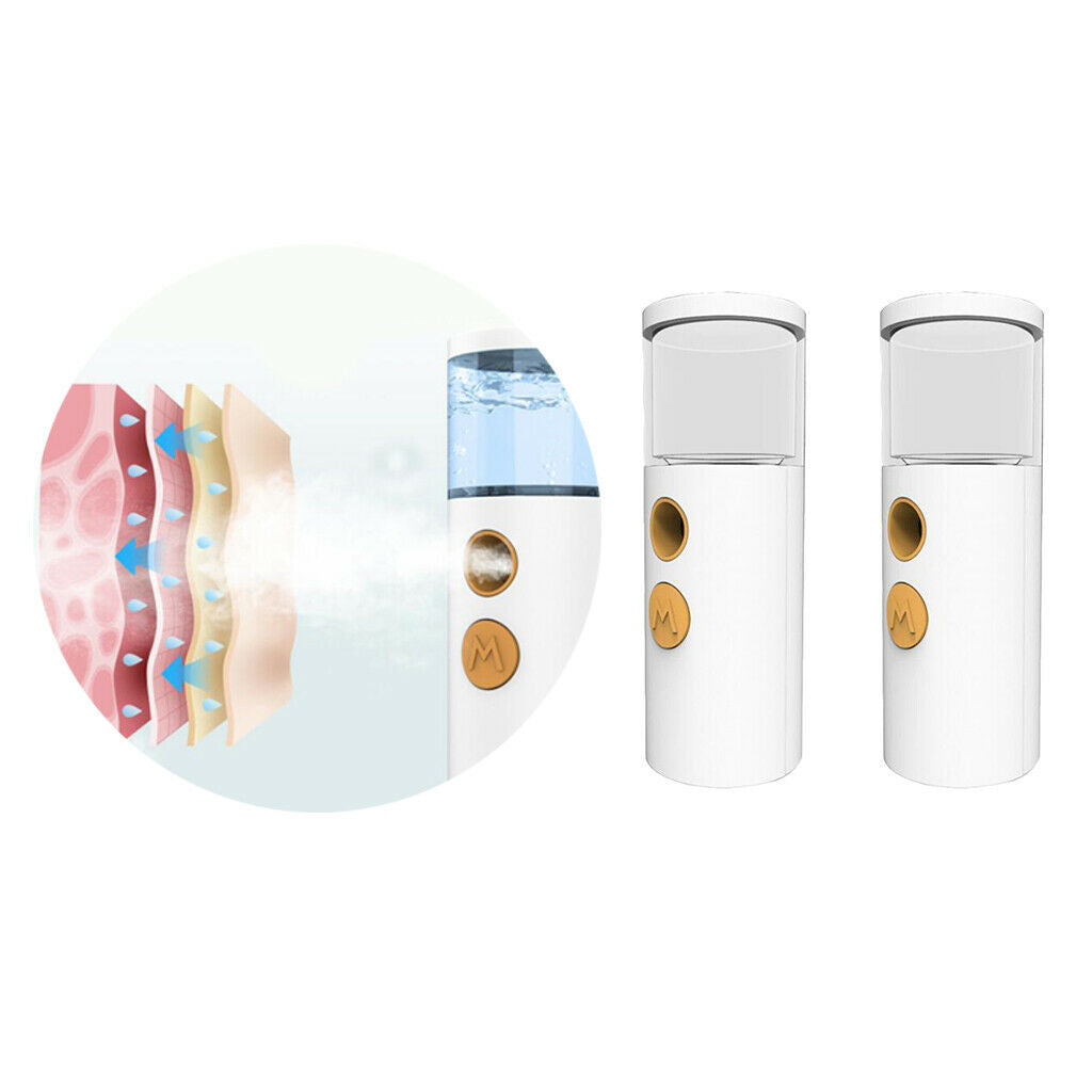 2x Ultrasonic Nano Facial Mister Face Mist Sprayer Handy Face Moisturizing