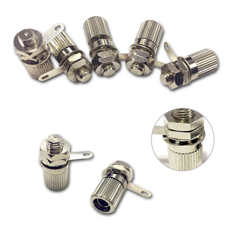 10pcs M6 Screw Nickel Plated 4mm Binding Post Power Connector Banana Female Jack