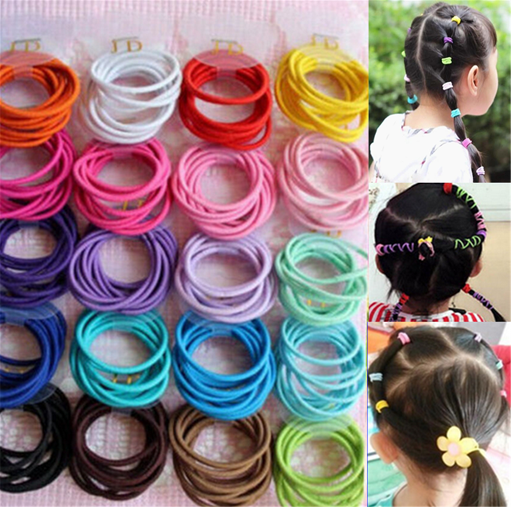 100PCS Lots Cute Girl Elastic Tiny Hair Tie Band Rope Ring Ponytail Wholesale