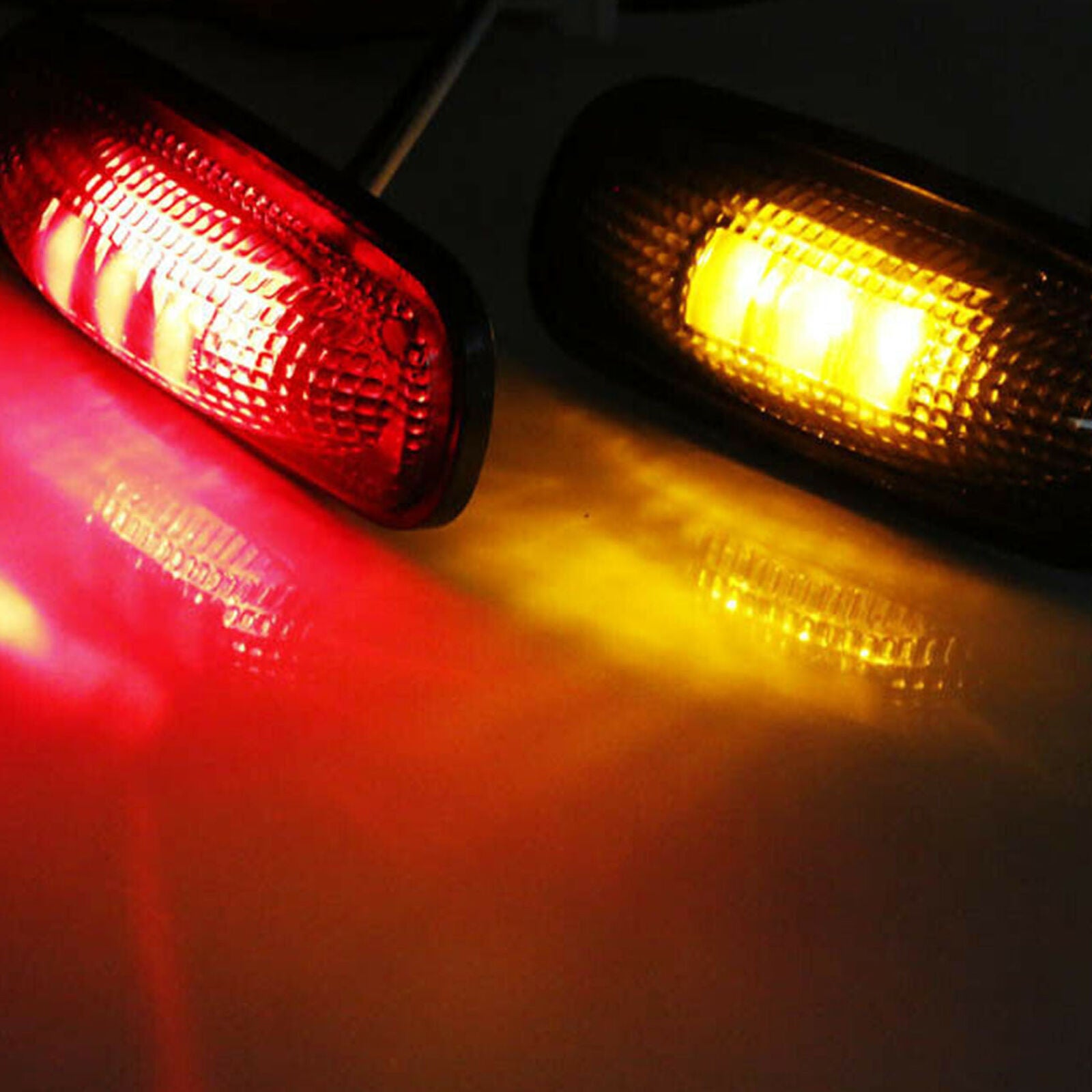 4pcs Smoked Lens LED Fender Bed Side Marker Lights (Amber +Red) For Dodge RAM HD